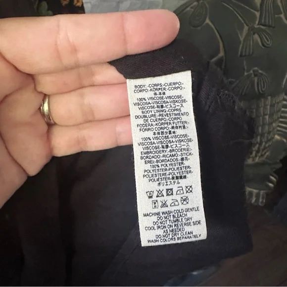 Free People Oxford Embroidered Mini Babydoll Floral Boho Long sleeve Dress M - Picture 6 of 10